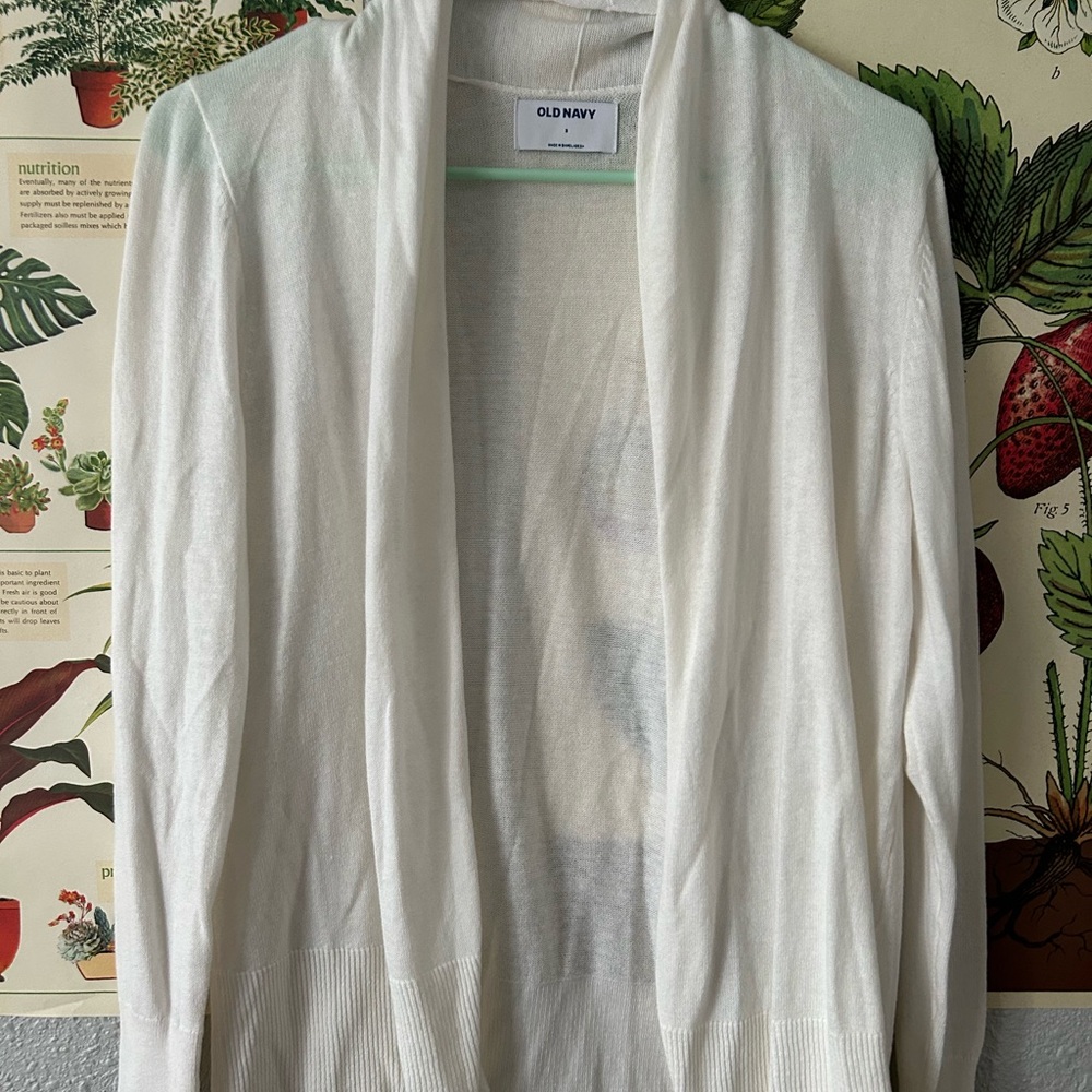 Old Navy White Cardigan Sweater Lightweight Open-Front